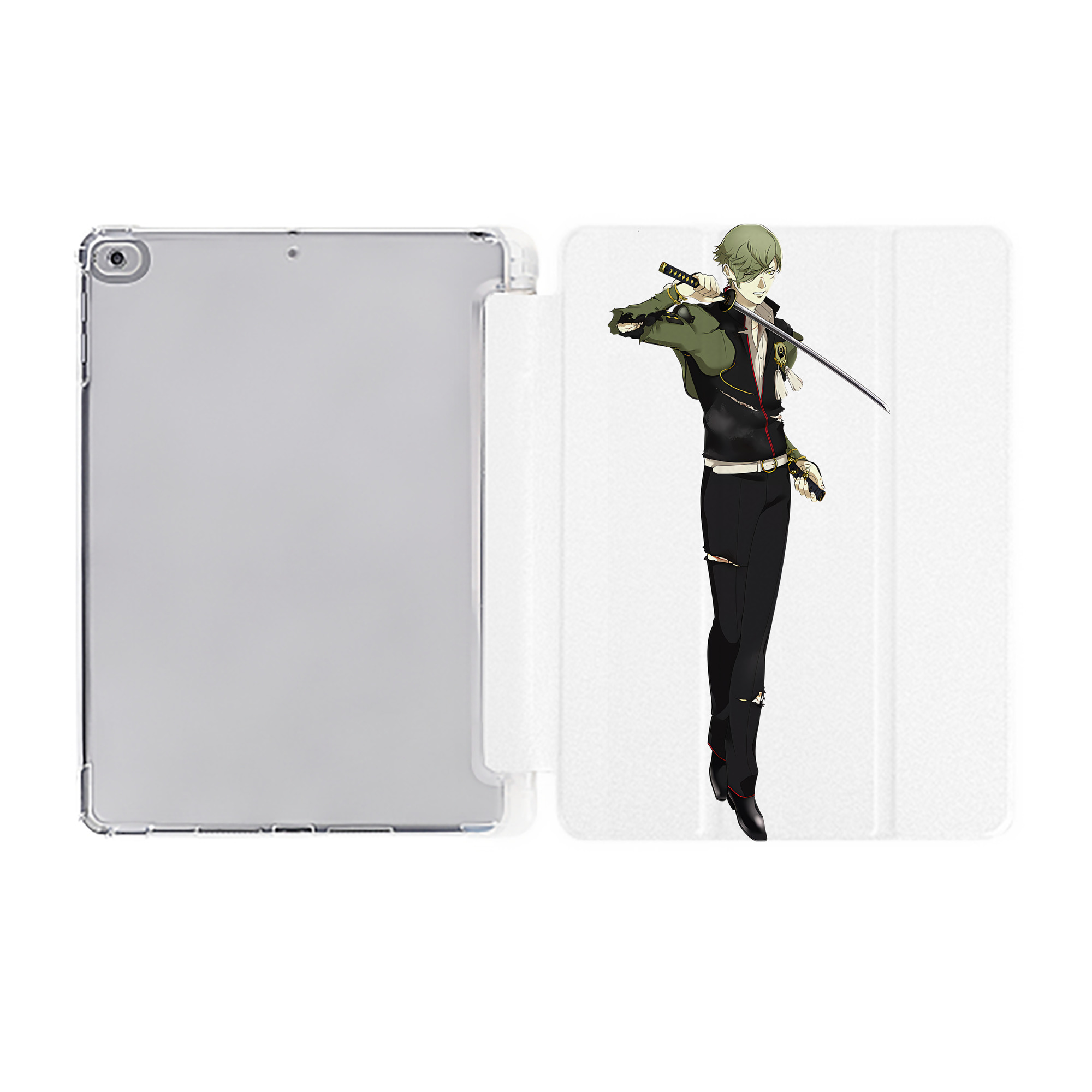 （画像用） 刀剣乱舞 Touken Ranbu IPad ケース ペン収納付き 三つ折りスタンド PUレザー×シリコン 対応機種9.5/10.5/10.9インチ